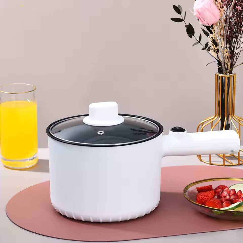 TheDormPot - Easy 1.5L Electric Non-Stick Instant Hot Pot for Dorms, Offices, On-The-Go Cooking - WHITE